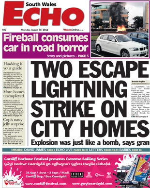 Two escape lightning strike on city homes - South Wales Echo